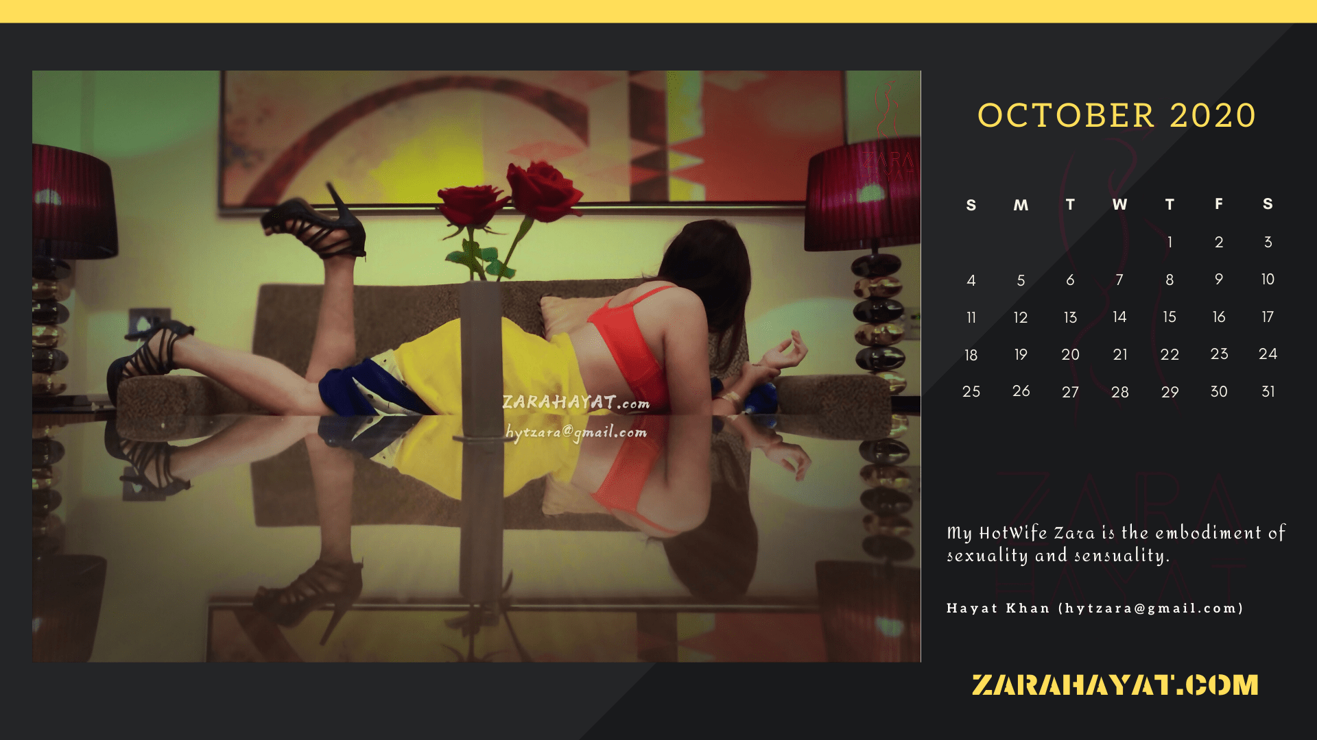 October 2020 Calendar Hot Wife Zara Hayat